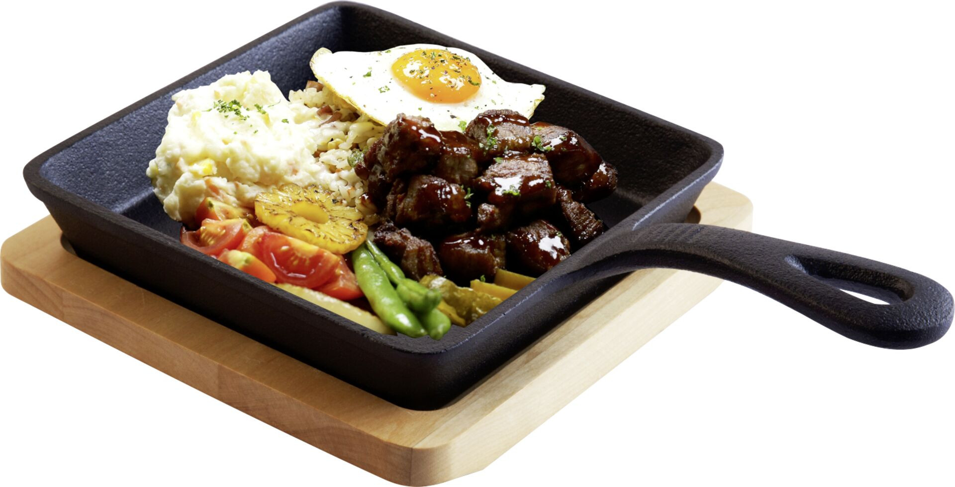 Gusseiserne Servierartikel quadratisch, 14x14cm